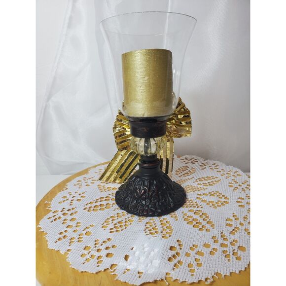 Victorian Look Cast Metal BELL JAR Candle Holder Hurrican Southern Living Style - Picture 16 of 16